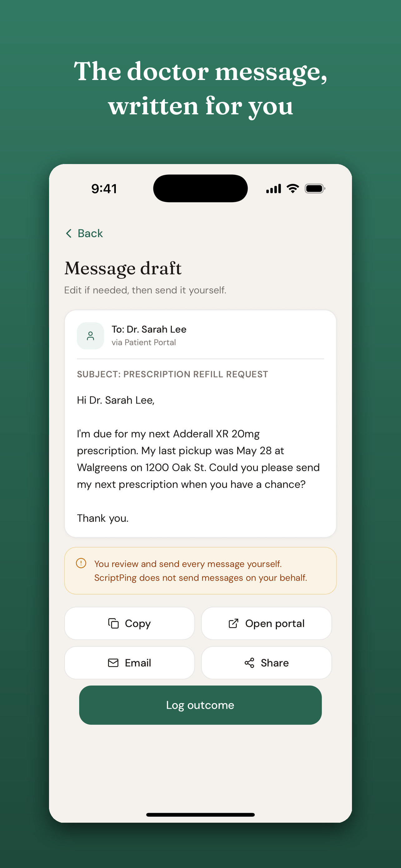 ScriptPing message drafting screen