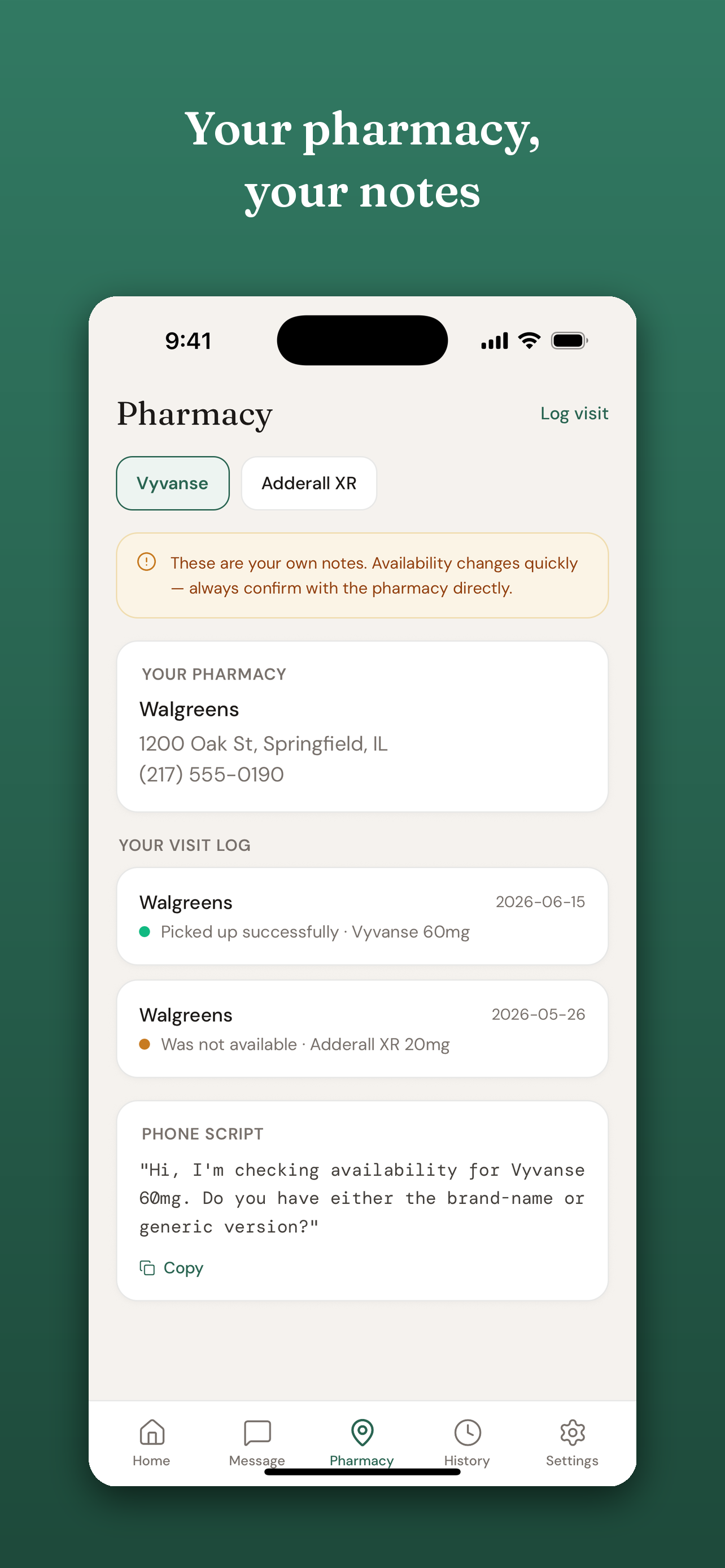 ScriptPing pharmacy screen